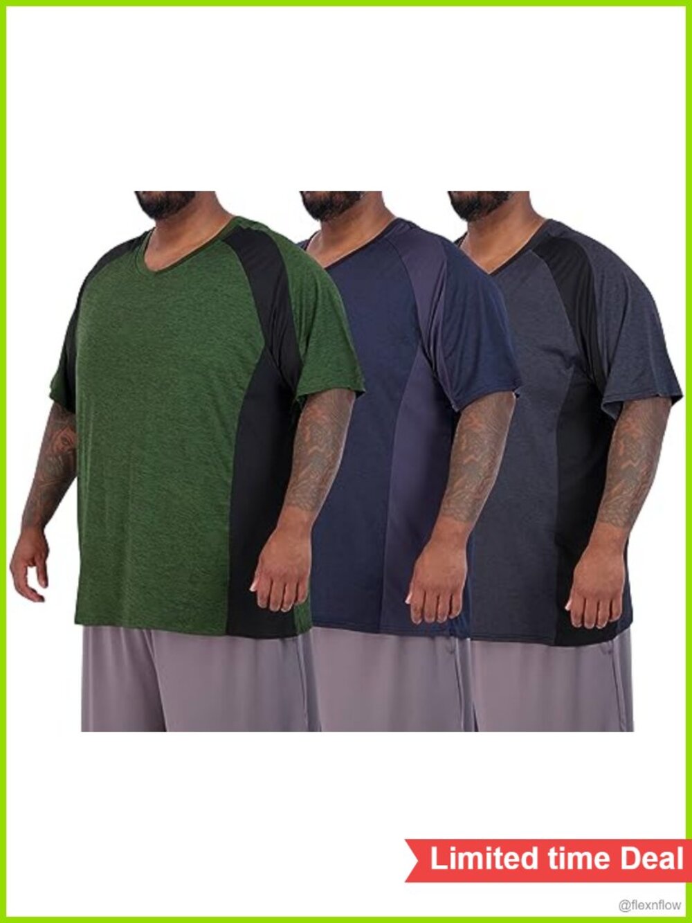 Men's Big & Tall Dry Fit V Neck T Shirts 3 Pack Athletic Workout Gym Tees